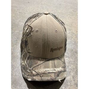 Vintage Remington Camo Strapback Hat Distressed Hunting Outdoor Cap OSFA